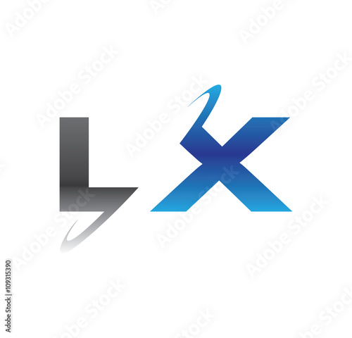 Free Download lx initial logo with double swoosh blue and grey - GFXLoad