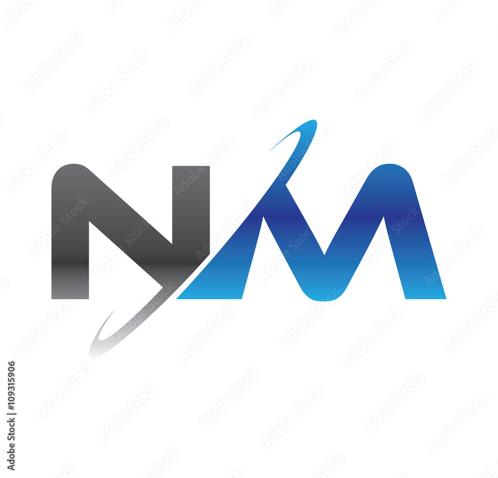 nm initial logo with double swoosh blue and grey nm initial logo with double swoosh blue and grey