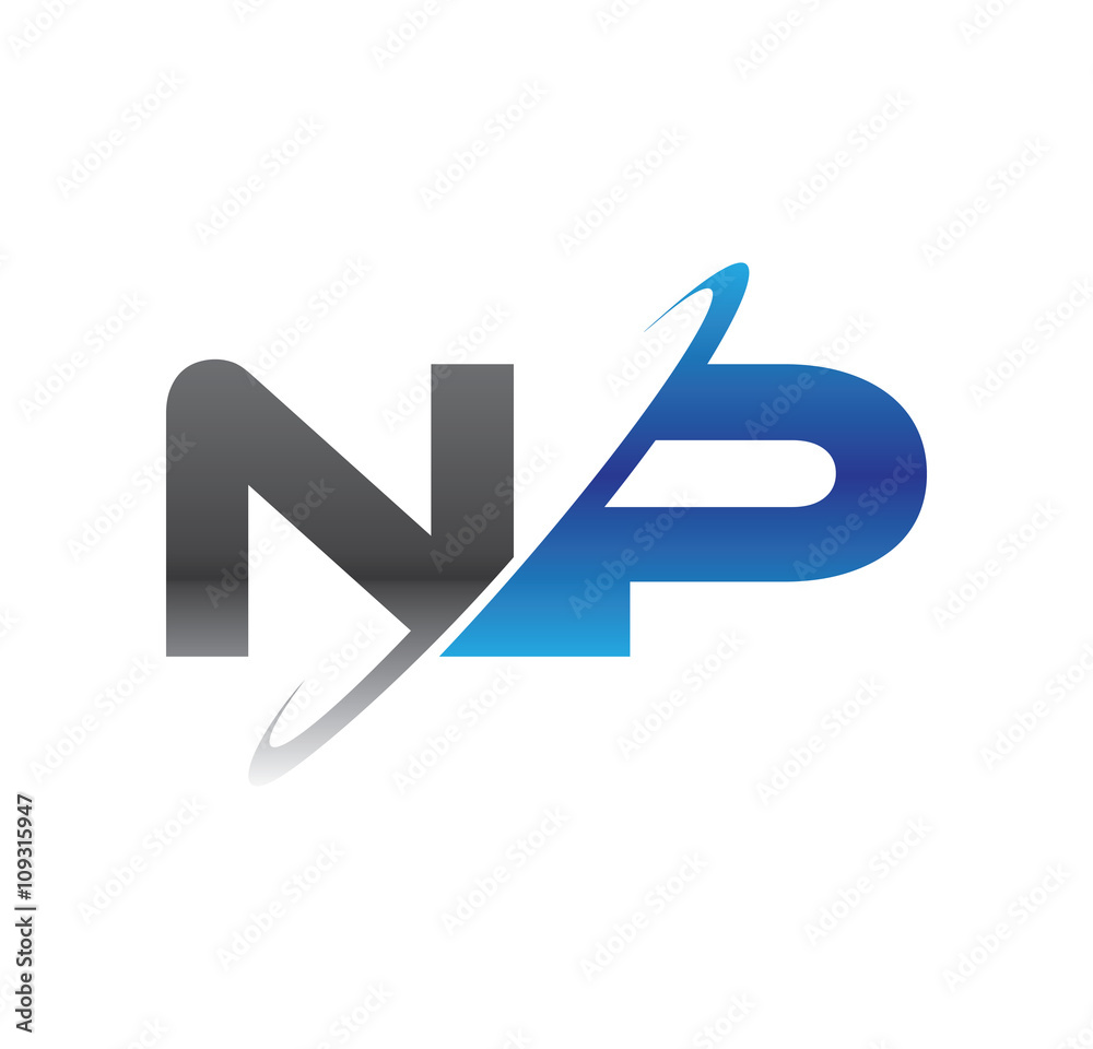 np initial logo with double swoosh blue and grey np initial logo with double swoosh blue and grey