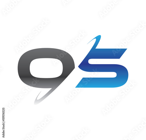 os initial logo with double swoosh blue and grey