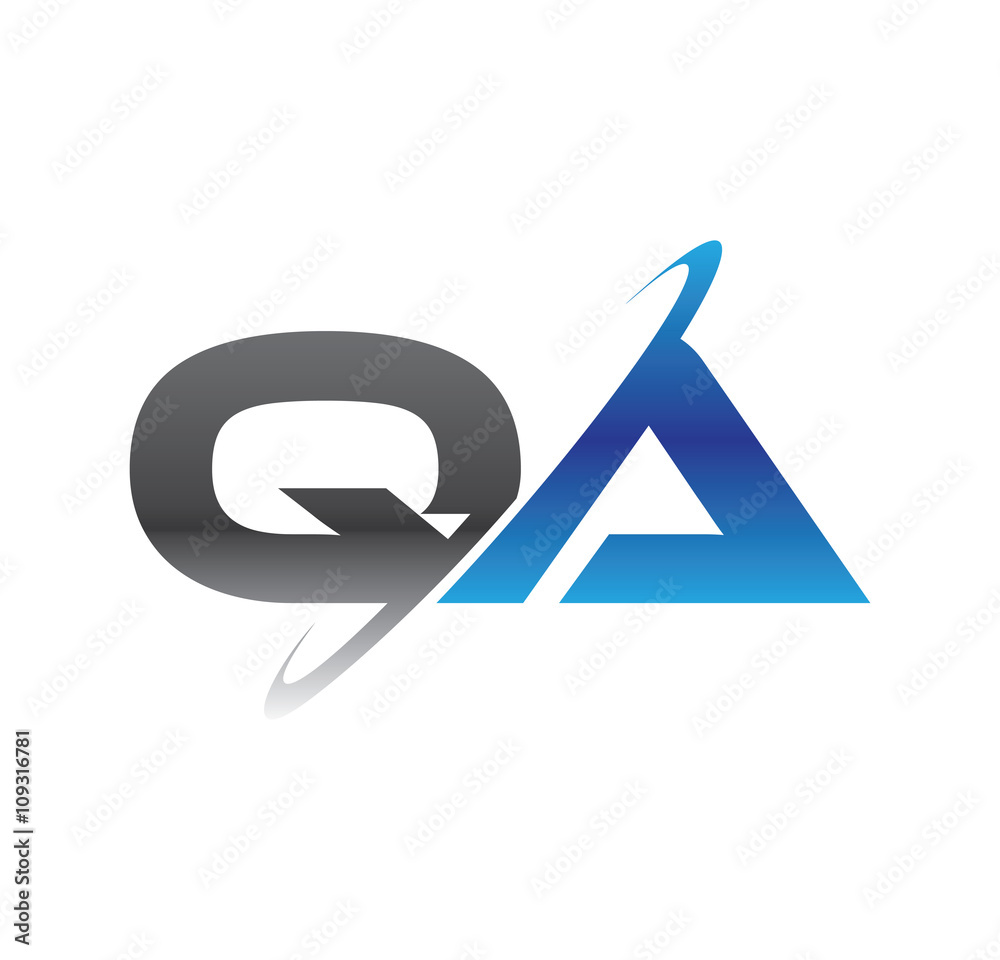 qa initial logo with double swoosh blue and grey qa initial logo with double swoosh blue and grey