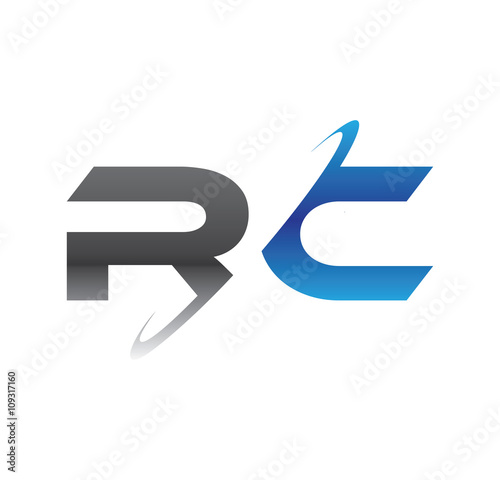 rc initial logo with double swoosh blue and grey