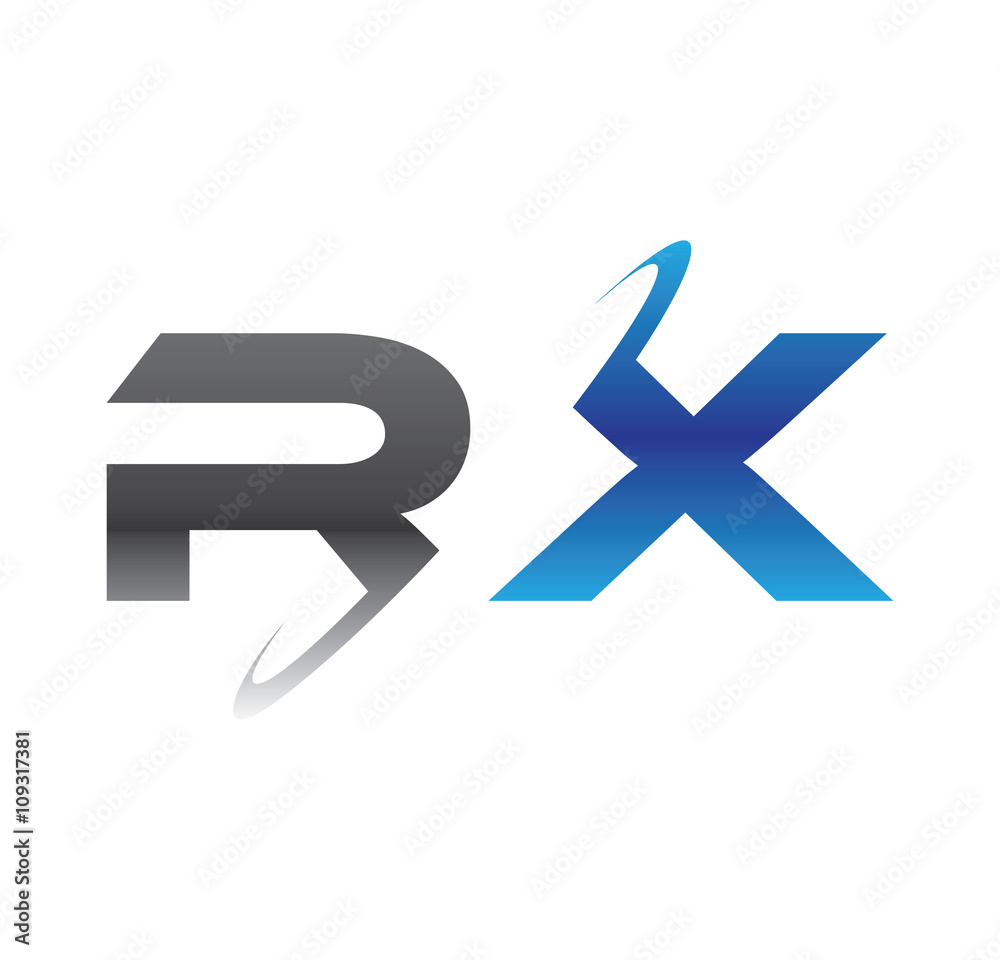 rx initial logo with double swoosh blue and grey rx initial logo with double swoosh blue and grey