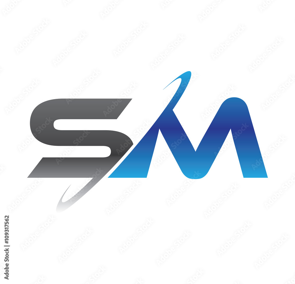 sm initial logo with double swoosh blue and grey sm initial logo with double swoosh blue and grey