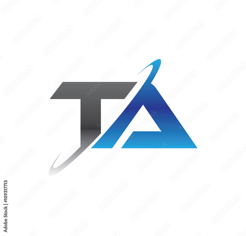 ta initial logo with double swoosh blue and grey