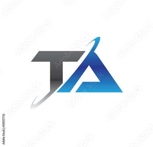 ta initial logo with double swoosh blue and grey