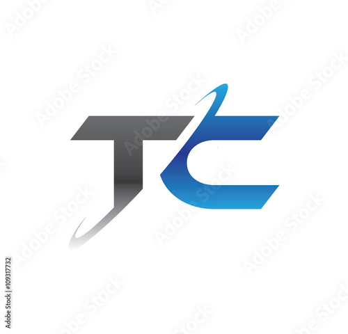 Cuadro en lienzo tc initial logo with double swoosh blue and grey