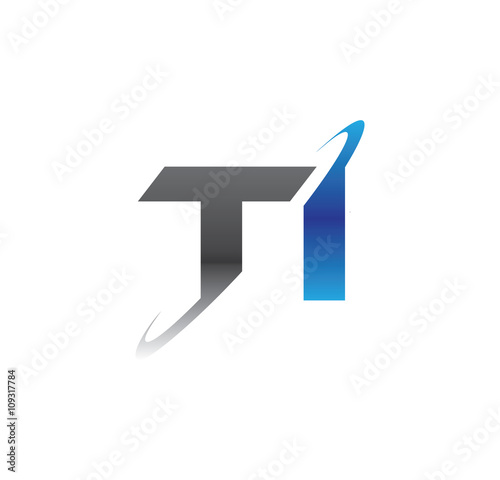 ti initial logo with double swoosh blue and grey