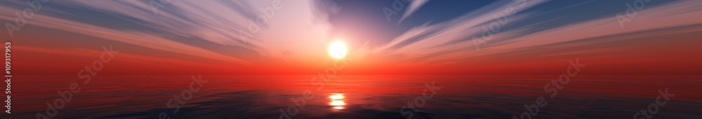 Fototapeta premium beautiful panoramic seascape, sea sunset, 3D rendering