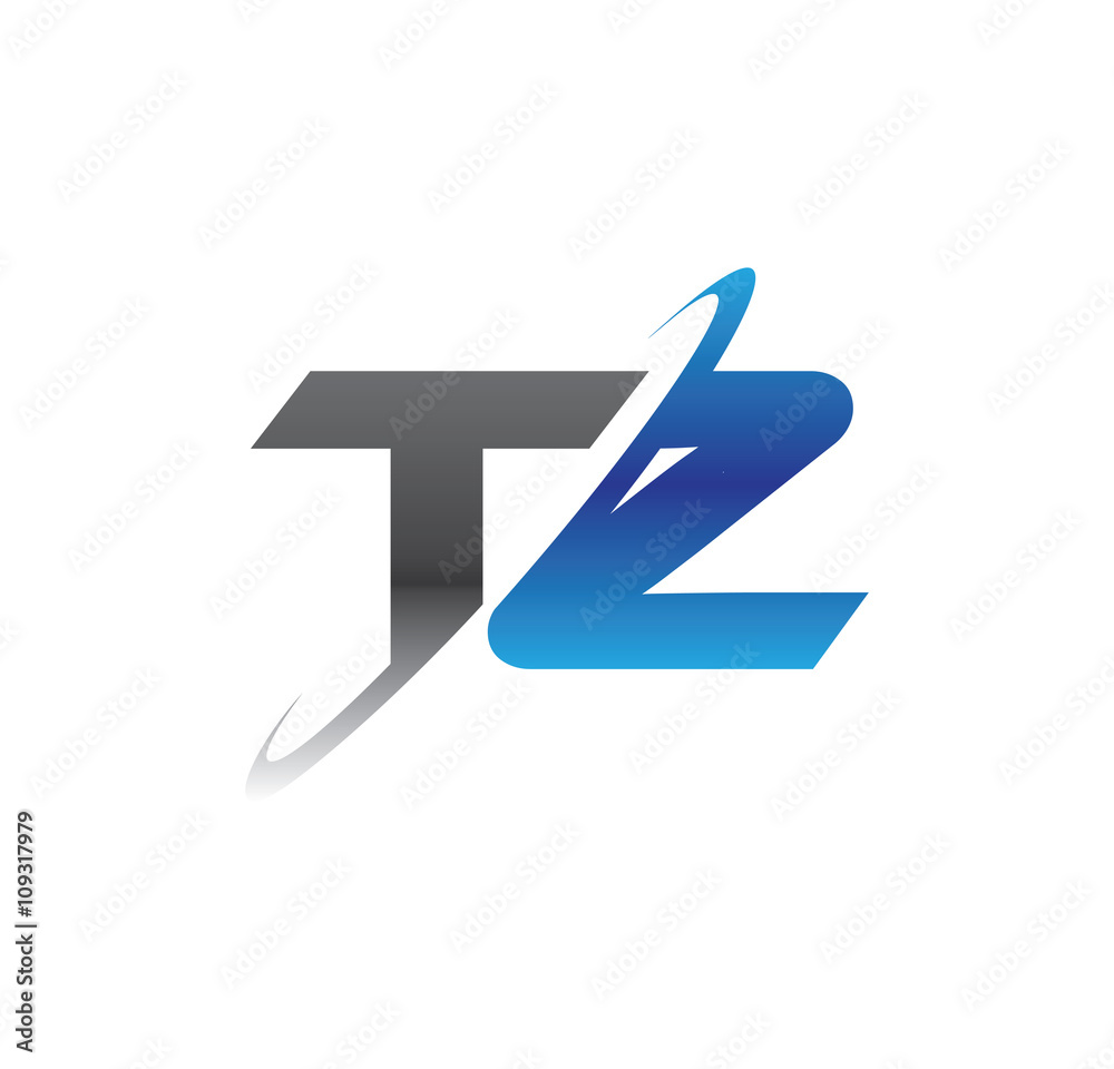 tz initial logo with double swoosh blue and grey tz initial logo with double swoosh blue and grey