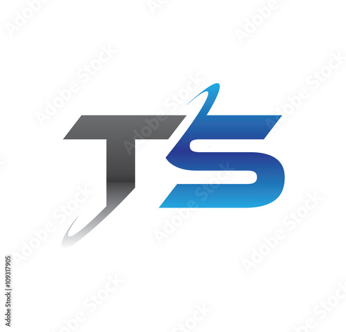 ts initial logo with double swoosh blue and grey