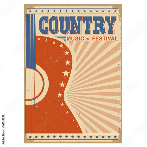 music festival background with guitar.Vector poster isolated on