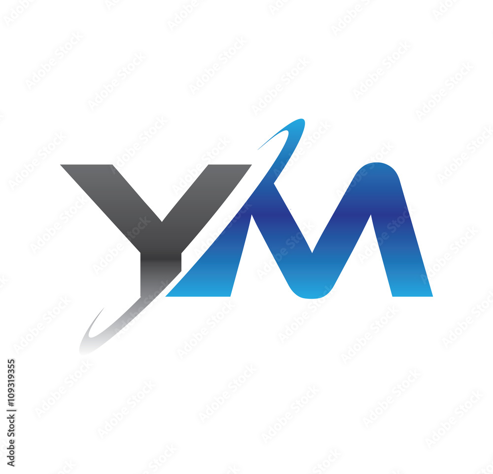 ym initial logo with double swoosh blue and grey ym initial logo with double swoosh blue and grey