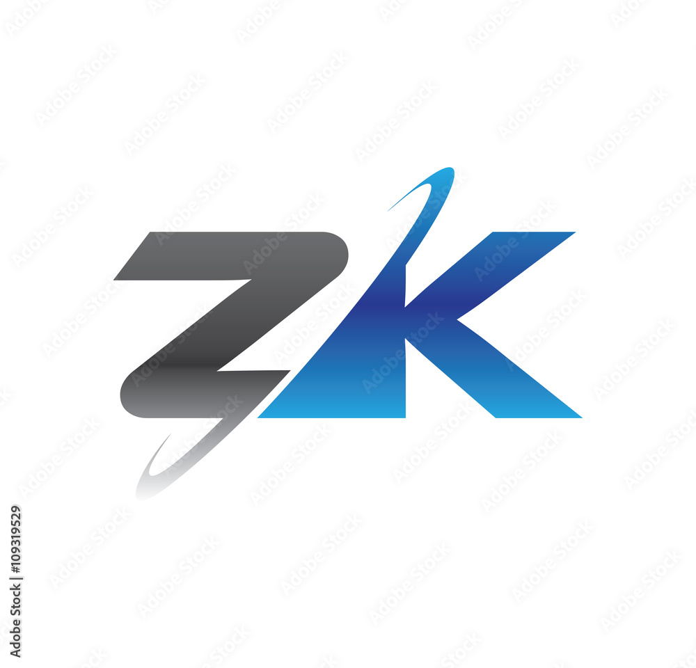 zk initial logo with double swoosh blue and grey zk initial logo with double swoosh blue and grey