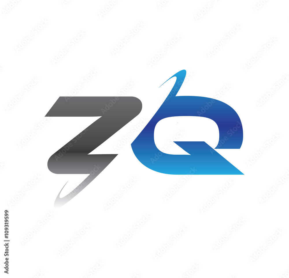 zq initial logo with double swoosh blue and grey zq initial logo with double swoosh blue and grey