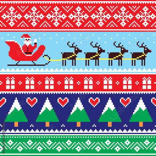 Christmas jumper or sweater seamless pattern with Santa and reindeer 