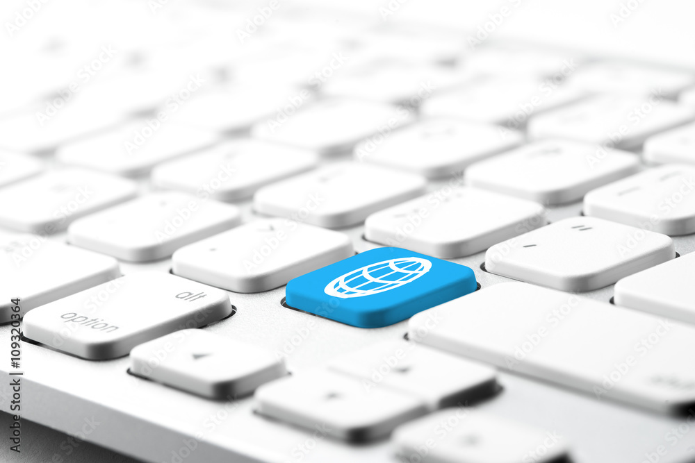 Social media icon on computer keyboard Social media icon on computer keyboard