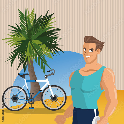 Healthy lifestyle. fitness concept. Bodybuilding illustration
