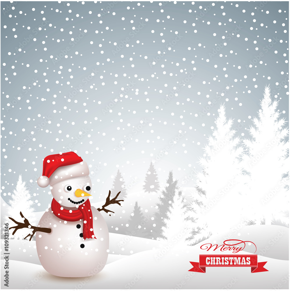 Merry christmas with snowfall background