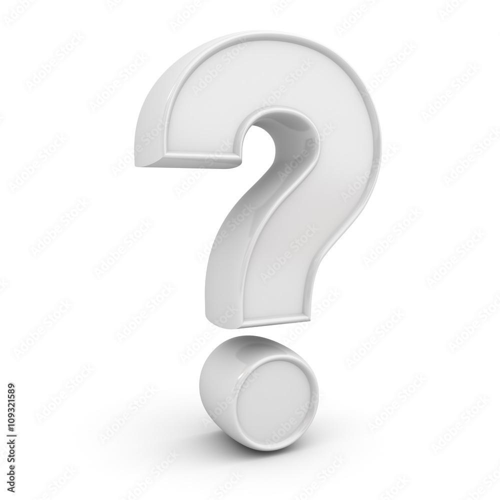 White question mark isolated over white background with shadow. 3D rendering. White question mark isolated over white background with shadow. 3D rendering.
