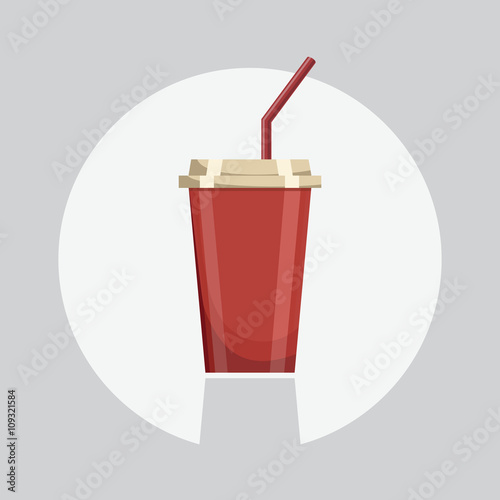 Soda icon. Soda vector illustration. Soda isolated background. Soda flat design. Soda drink, refresh icon. Soda red glass.