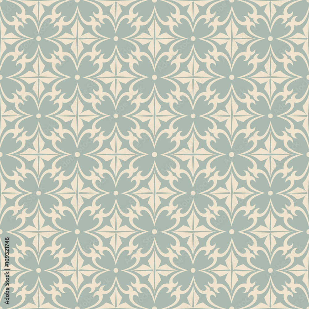 Elegant antique background image of spiral curve round cross flower pattern.
