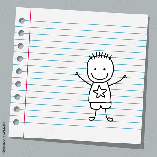 notebook paper with little boy