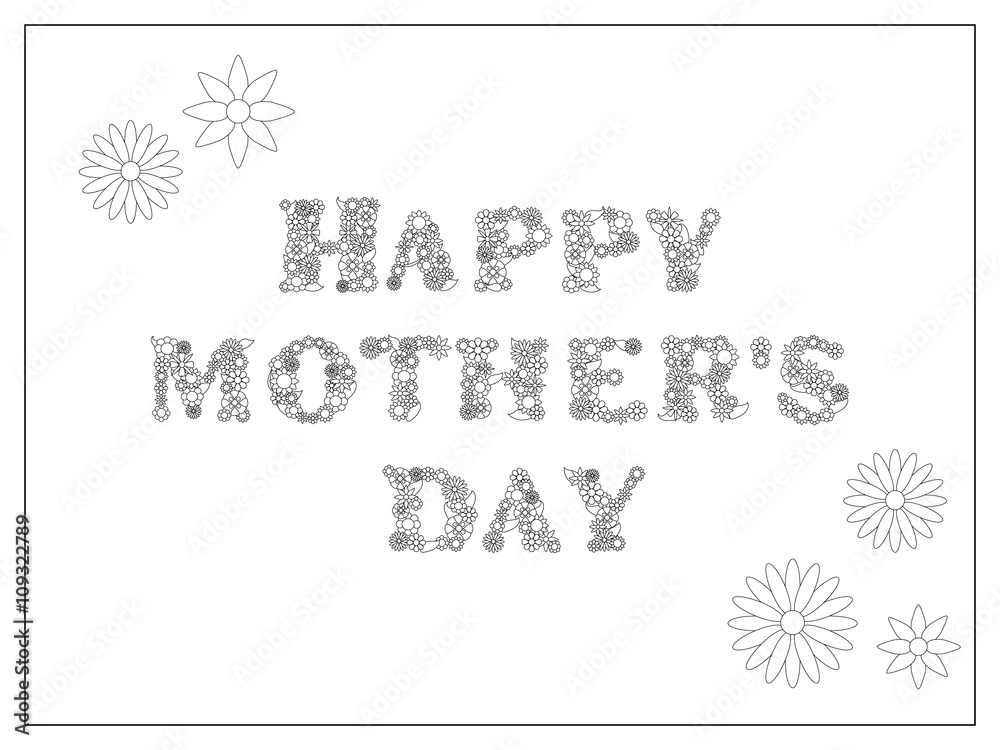 Naklejka premium Happy mother's day white coloring pad