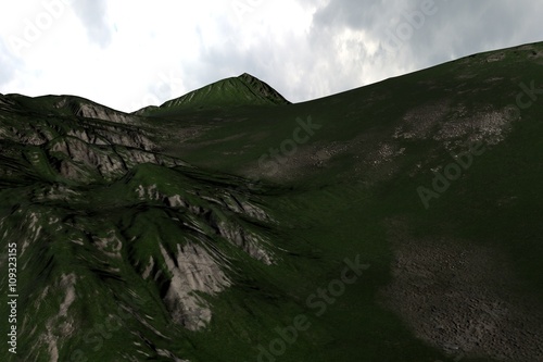 Landscape Mountain in Motion. Nice 3D Rendering  