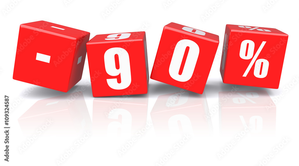90% discount cubes on a white 90% discount cubes on a white