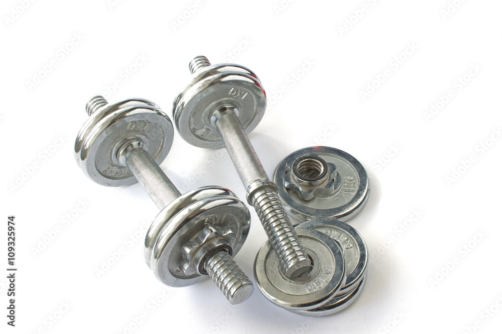 Dumbbells patterned on a white background Dumbbells patterned on a white background