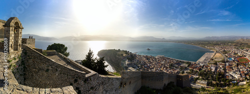 Panoramic view from the fortress of Palamidi, Nafplio, Greece © kasaks