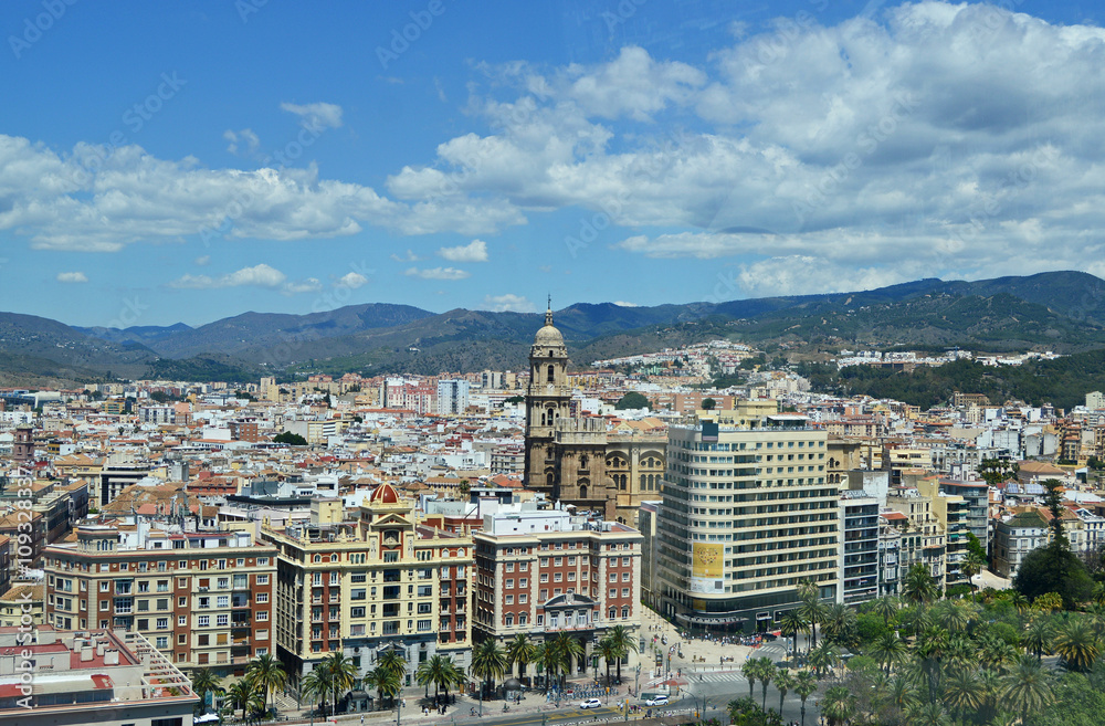 Málaga, panorámica, ciudad, paisaje urbano, Andalucía, España