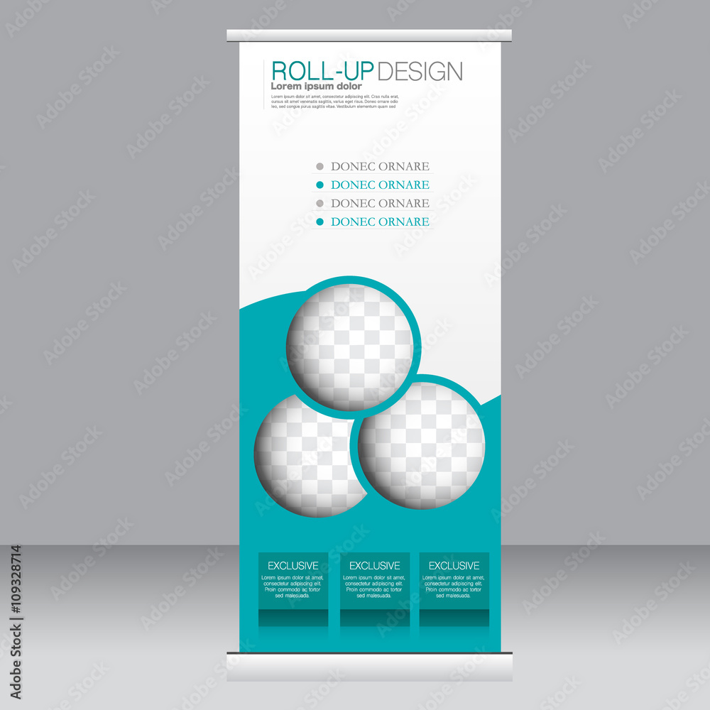 Roll up banner stand template. Abstract background for design, business, education, advertisement. Green color. Vector illustration. Roll up banner stand template. Abstract background for design, business, education, advertisement. Green color. Vector illustration.