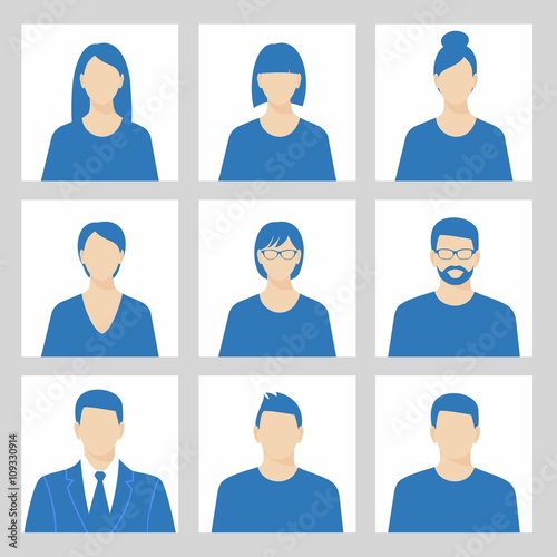 Avatar profile picture icon set including male and female