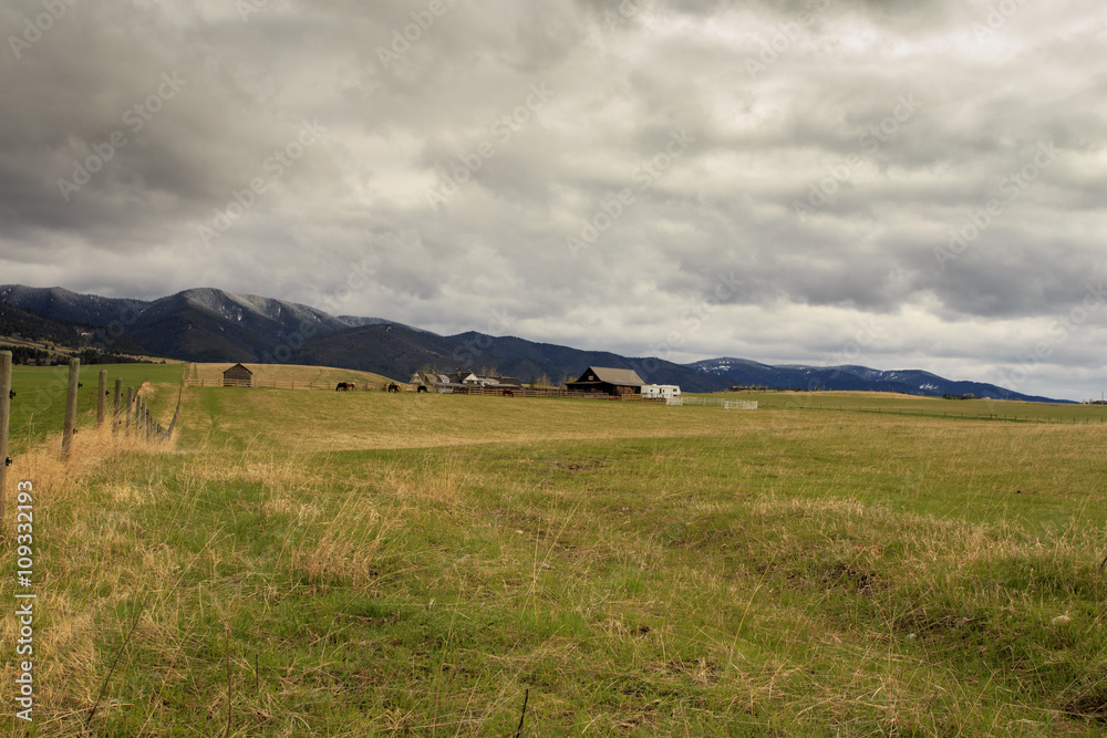 Obraz premium Landscape with Cabin.