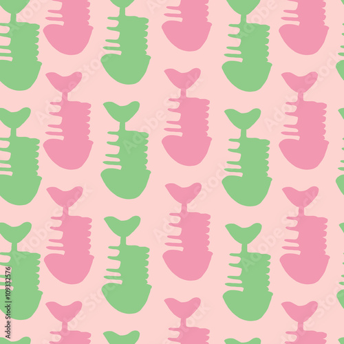 seamless pattern of fish, skeleton