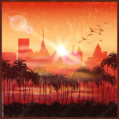 city at sunset