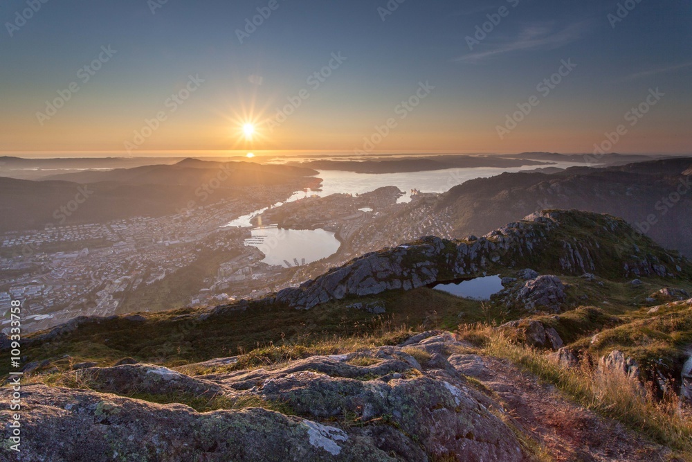 Sunset over Bergen, Norway