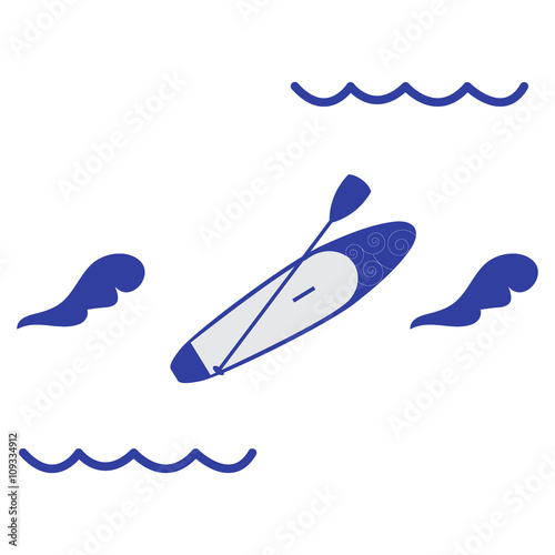 Stylized icon of a colored stand up paddling