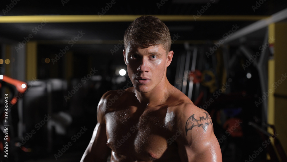 Closeup portrait of a handsome man at gym Closeup portrait of a handsome man at gym