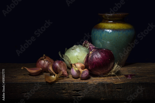 Still life with a blue vase