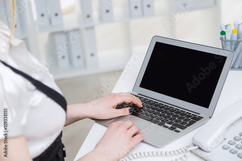 Businesswoman hands typing