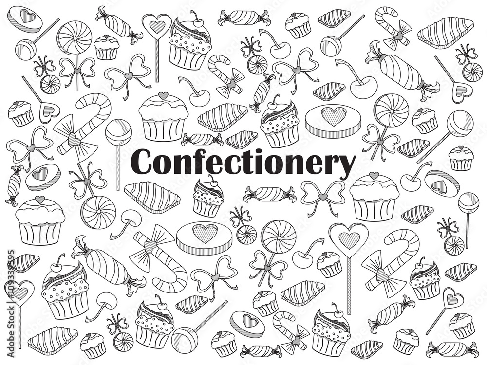 Confectionery colorless set vector illustration