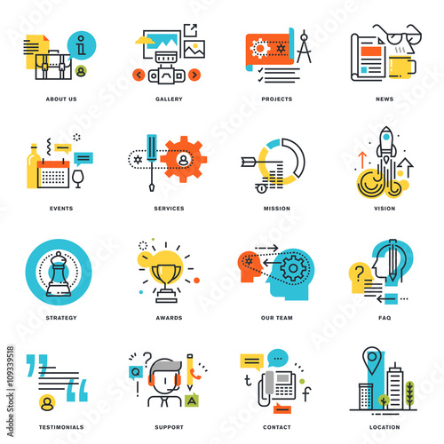 Set of flat line design business icons. Vector illustration concepts for graphic and web design and development, isolated on white.