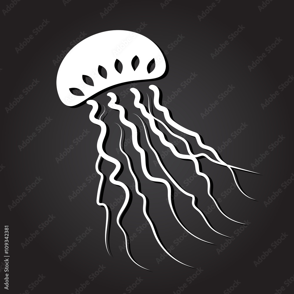 Stylized image of white jellyfish on dark background Stylized image of white jellyfish on dark background