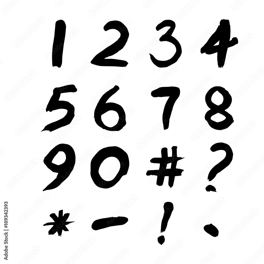 Vector set of hand-drawn numbers Vector set of hand-drawn numbers