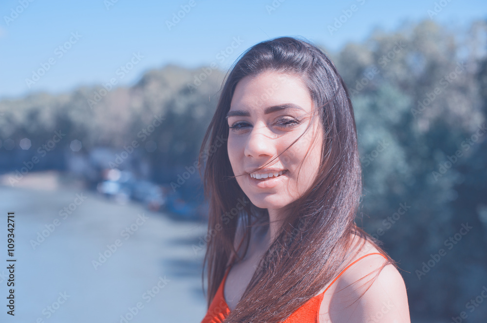 Young woman outdoor summer relaxed portrait
