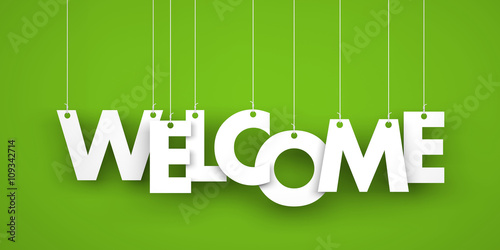 Word WELCOME hanging on the ropes