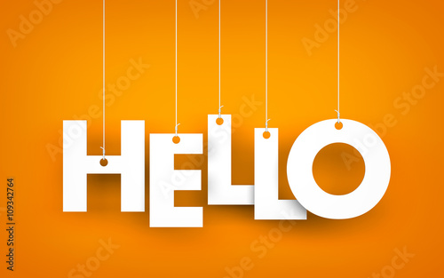 Word HELLO hanging on the ropes